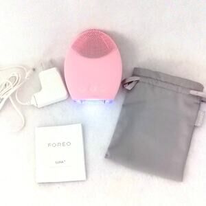 Foreo Luna Pink Facial Cleaning Brush Firm Massage Device USB Charger Travel Bag